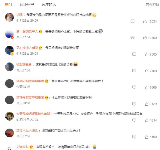 微信朋友圈可以发20张图上热搜，但这些功能仍是网友最想要的