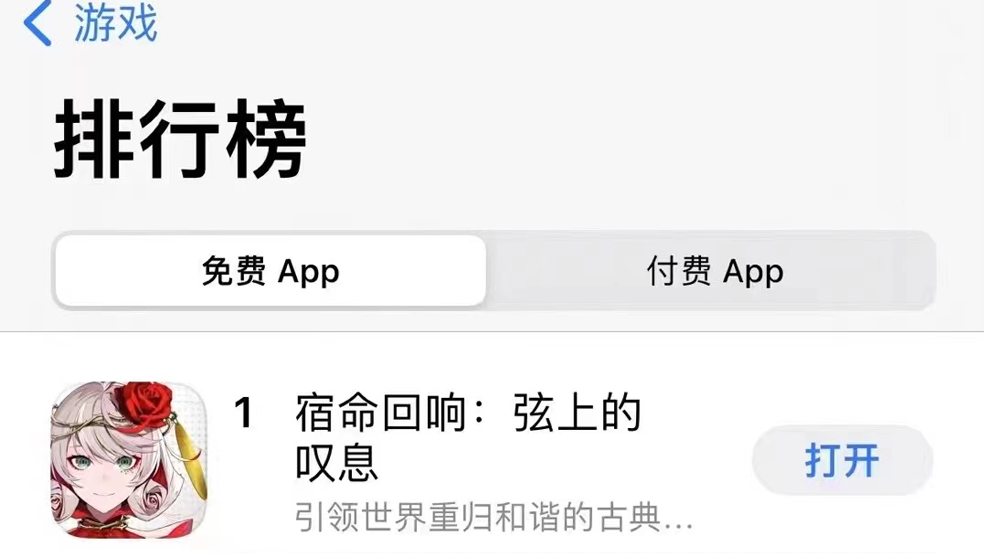 《宿命回响：弦上的叹息》iOS免费榜第一，多平台摘得最热桂冠